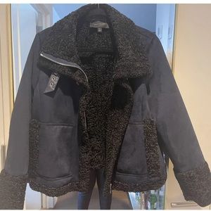 Ann Taylor faux shearling jacket navy size 12